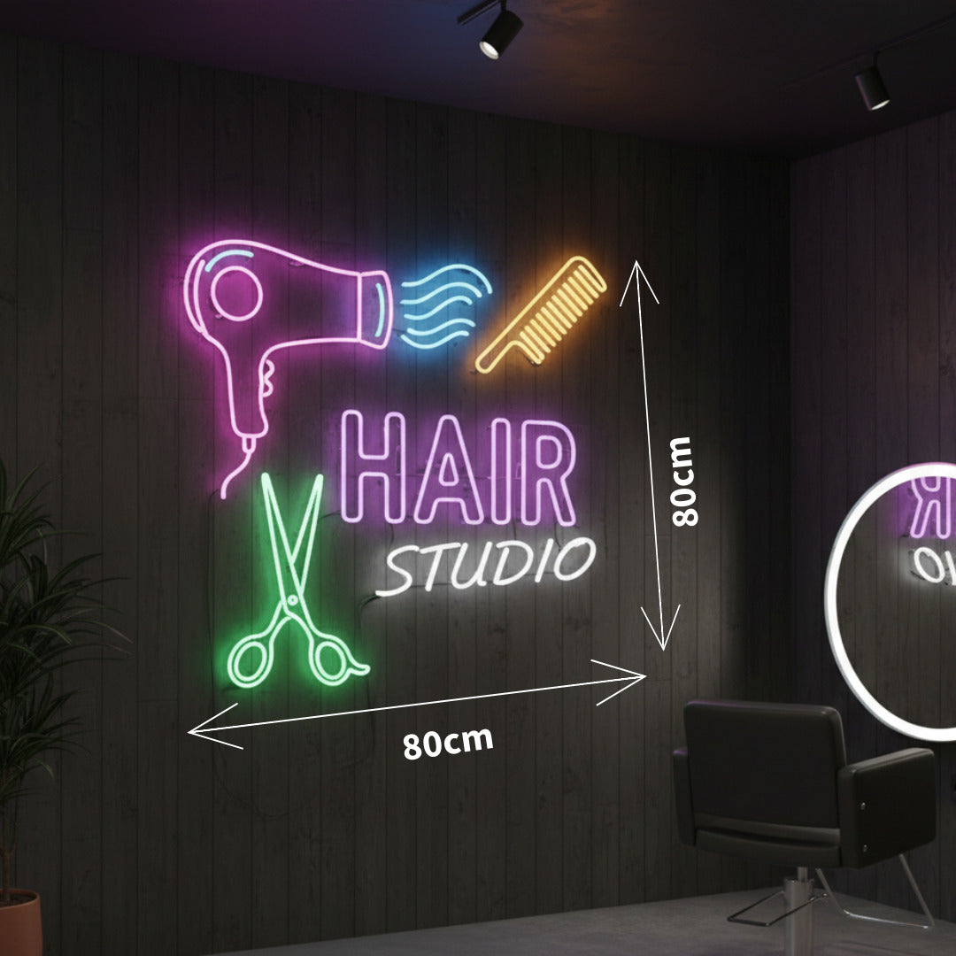 Parturi & kampaamo neon-kyltti